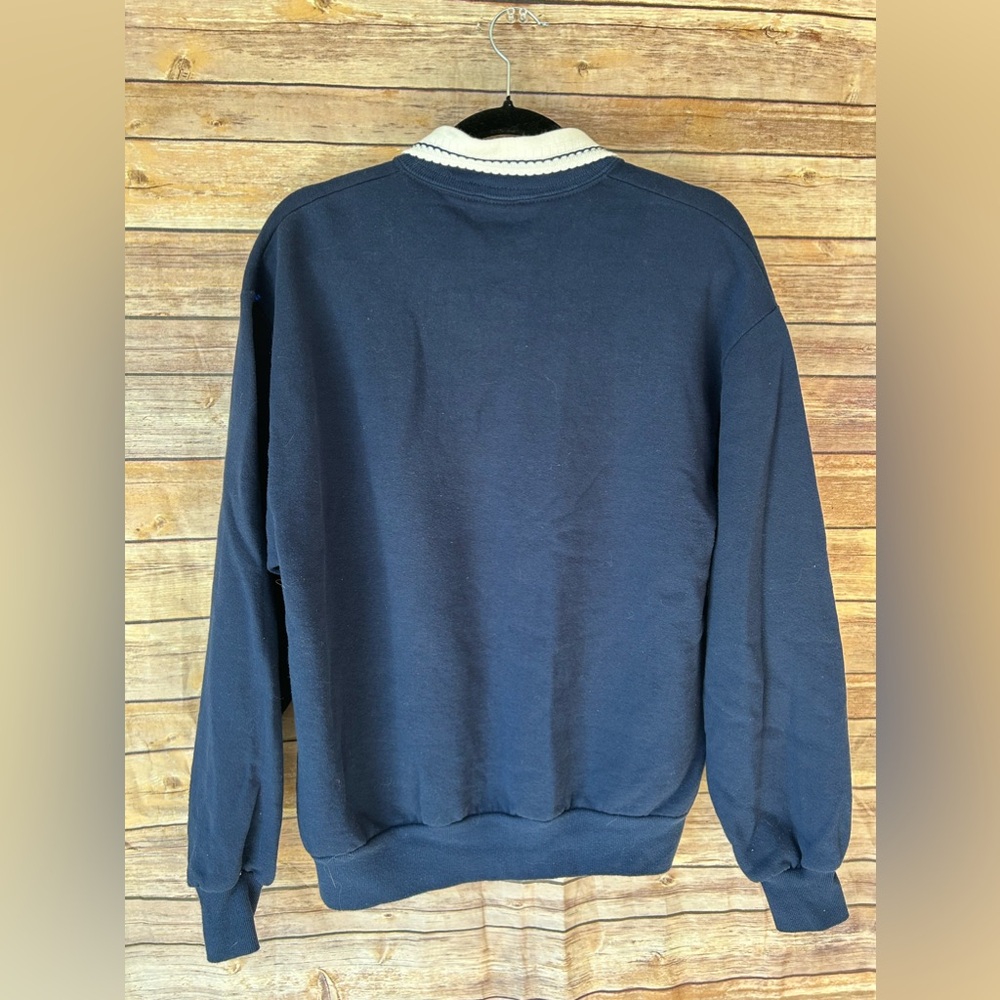 Vintage 90s Morning Sun Jerzees Women’s Medium Collared Blue Sweatshirt Frog - Picture 5 of 5